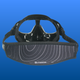 D.finitive Underwater Sports Mask - picture from behind, showing the black neoprene strap with "D.finitive" written across it, and the mask at the back.Used for Underwater Hockey, Underwater Rugby and other underwater sports.